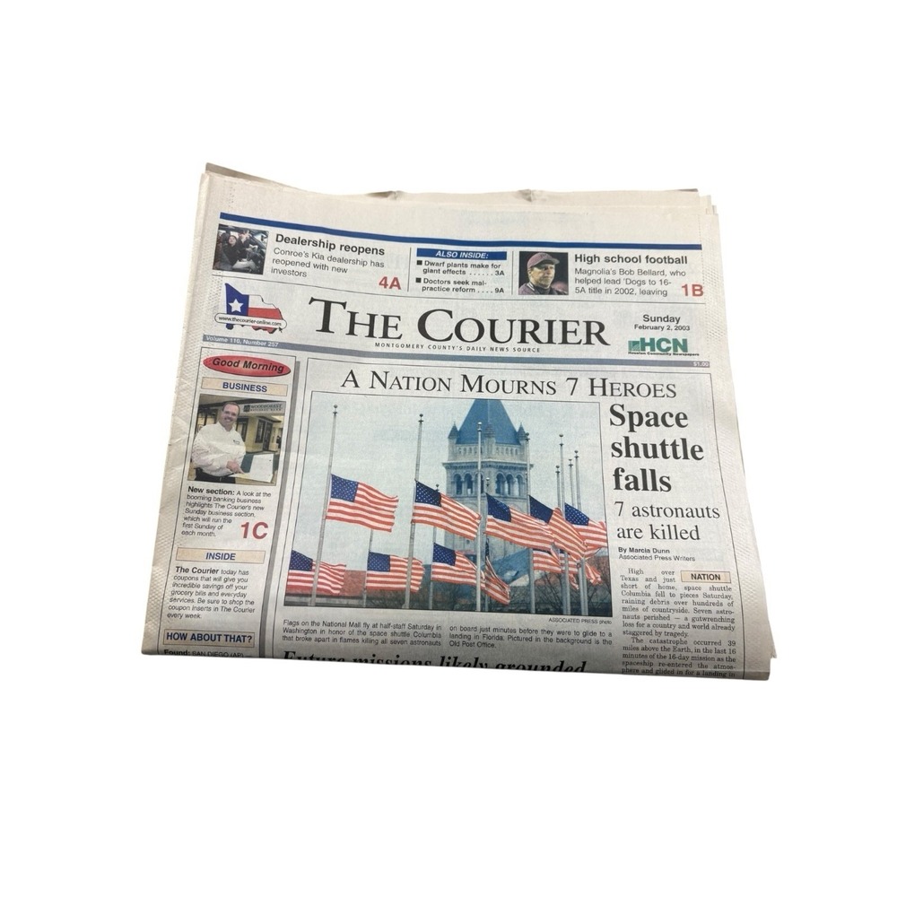 The Courier Feb 2 2003 Space Shuttle Columbia Disaster Full Newspaper